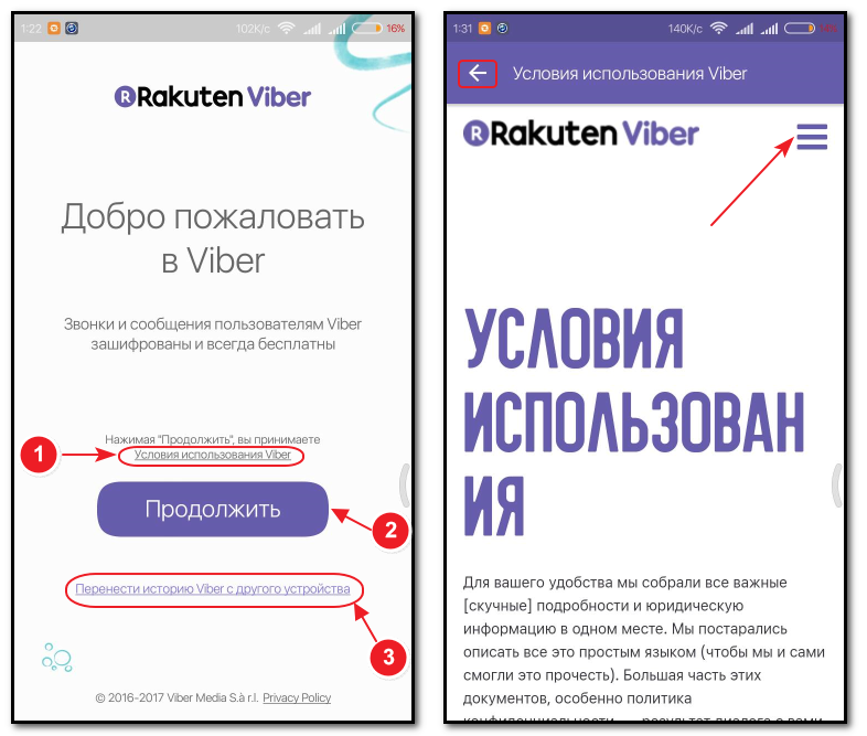 Начало запуска и условия использования на русском Viber