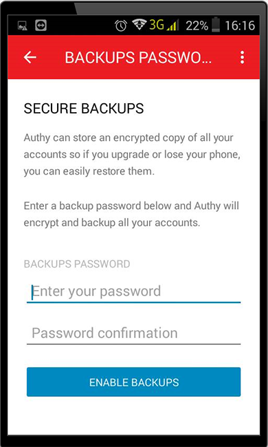 Установка пароля для аккаунта Discord в Authy