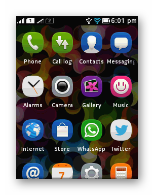 Основное меню приложений для Series 40 Nokia Asha